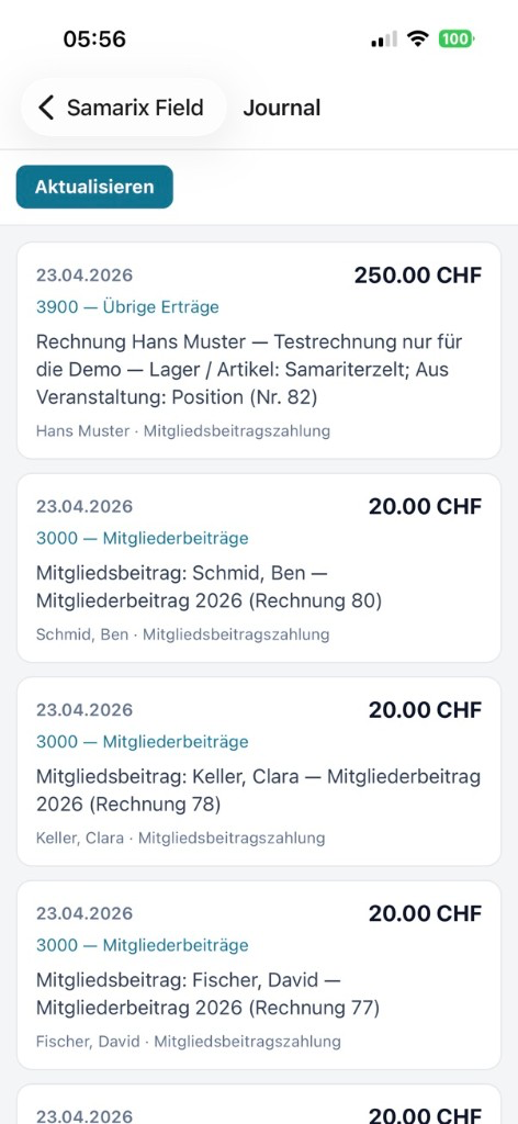 Samarix Field Buchungsjournal